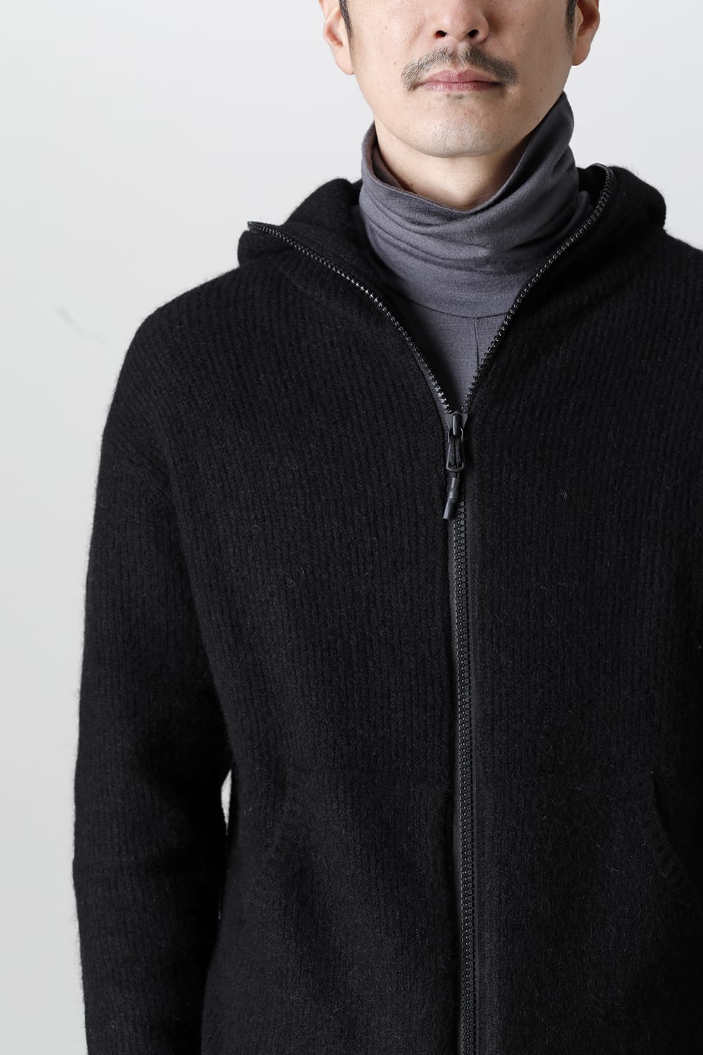Knit Mohair Hoodie Black