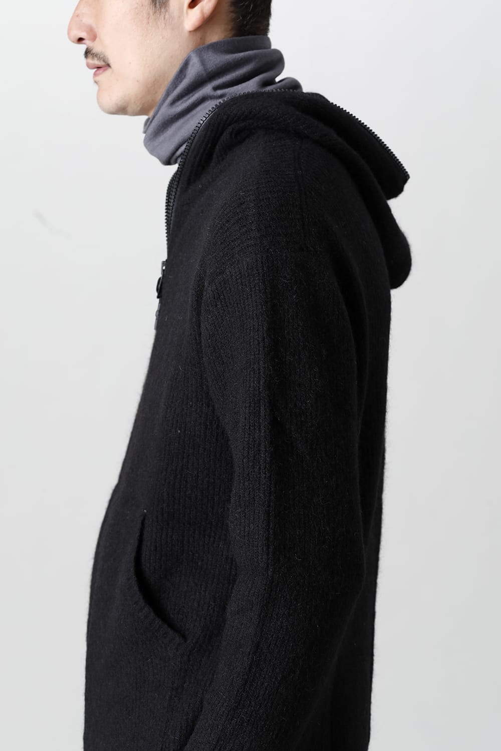 Knit Mohair Hoodie Black