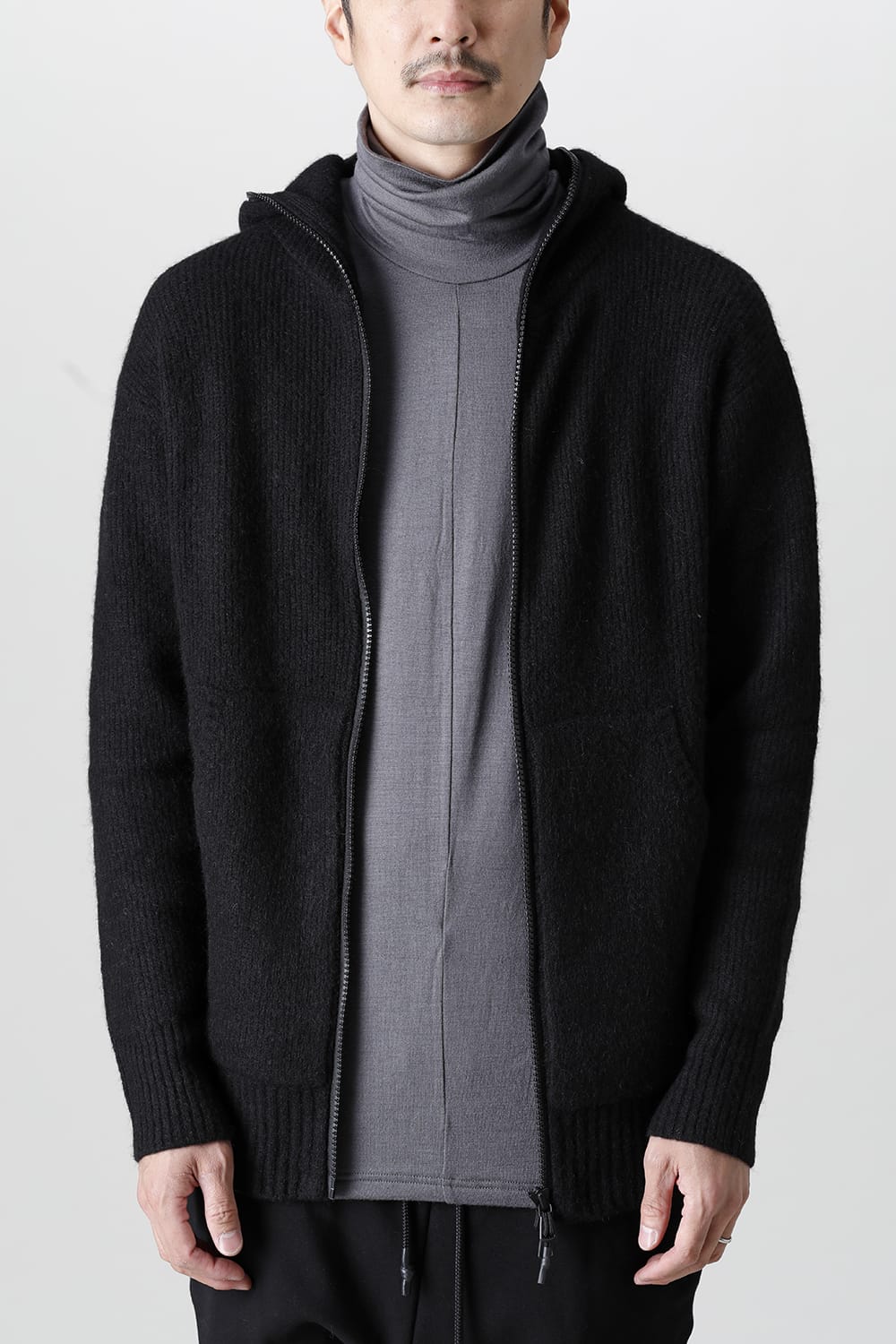 Knit Mohair Hoodie Black