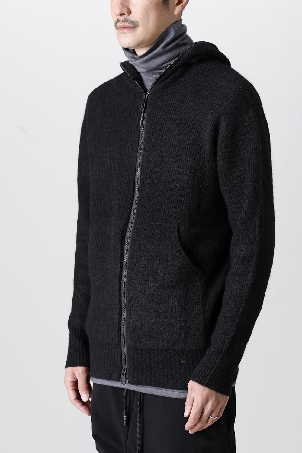 Knit Mohair Hoodie Black