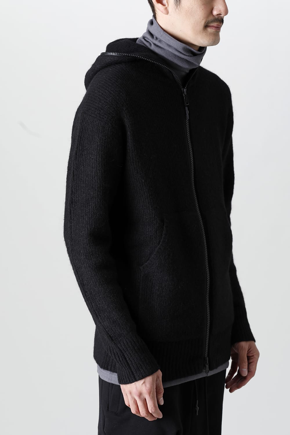 Knit Mohair Hoodie Black