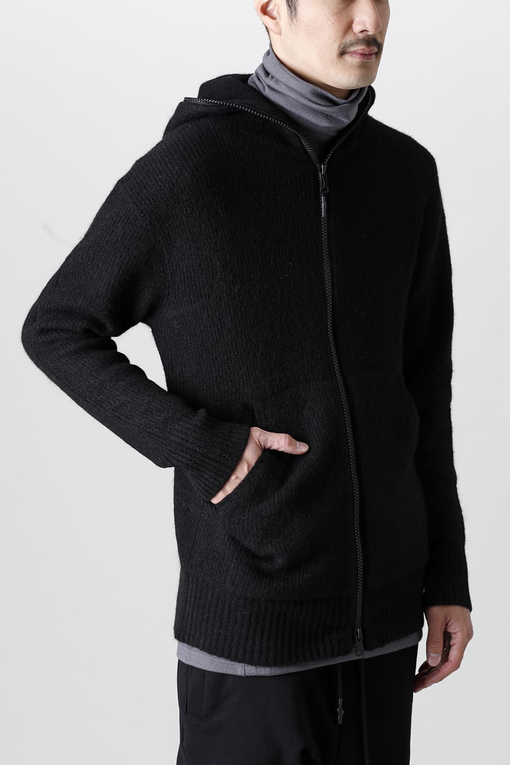 Knit Mohair Hoodie Black