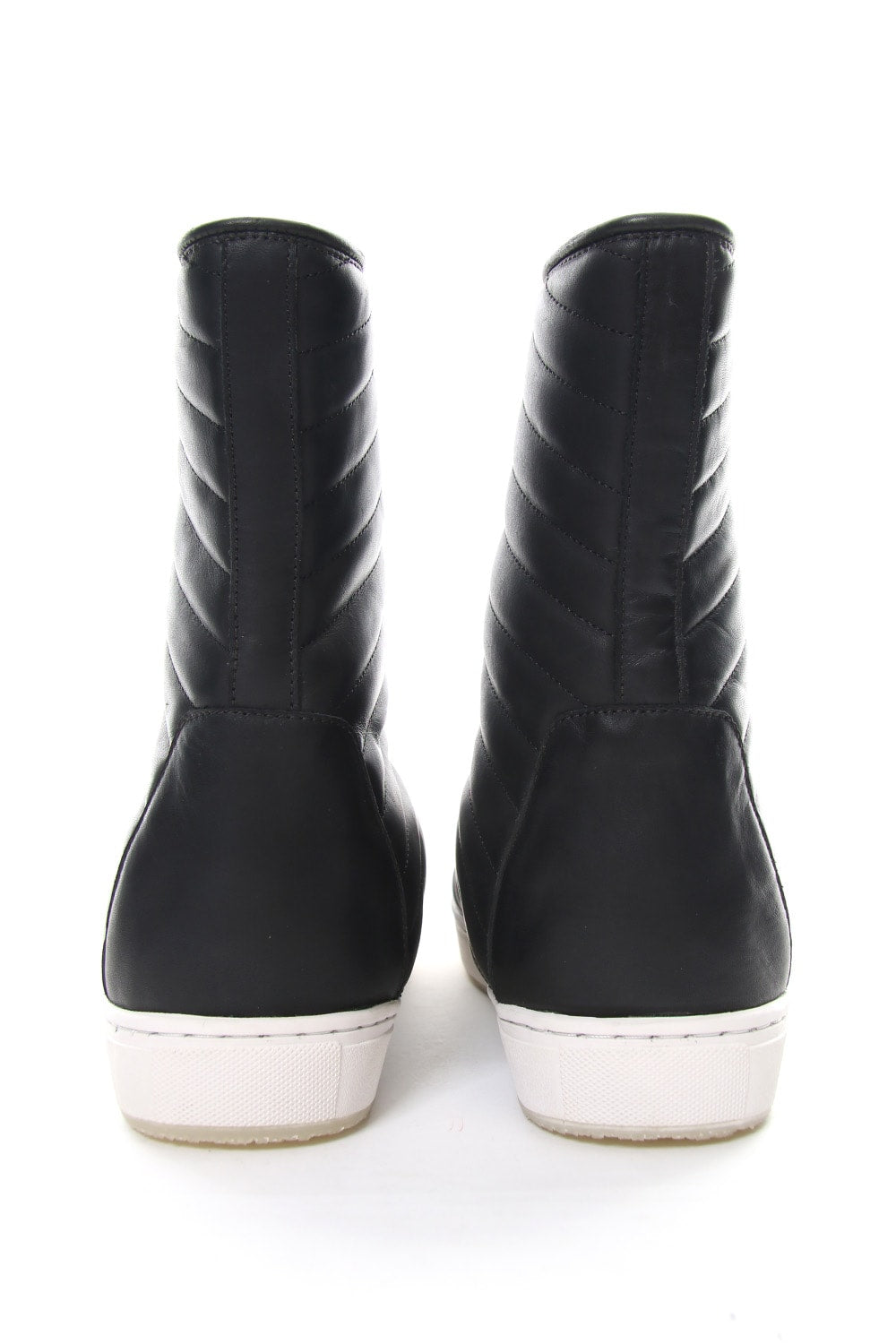 Smooth Leather Kilt Stitch Tornado Zip High Cut Sneakers RB-032 BLACK×WHITE