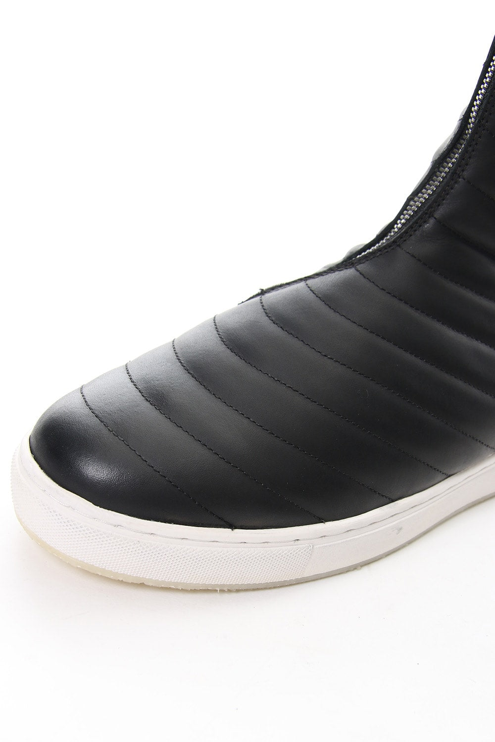 Smooth Leather Kilt Stitch Tornado Zip High Cut Sneakers RB-032 BLACK×WHITE