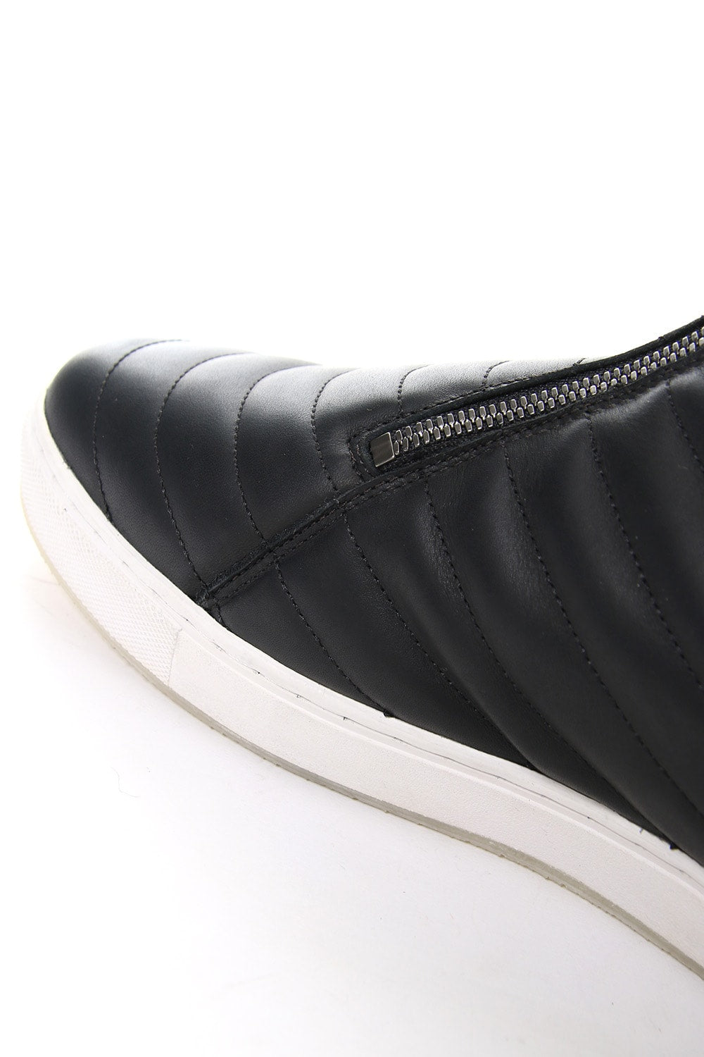 Smooth Leather Kilt Stitch Tornado Zip High Cut Sneakers RB-032 BLACK×WHITE