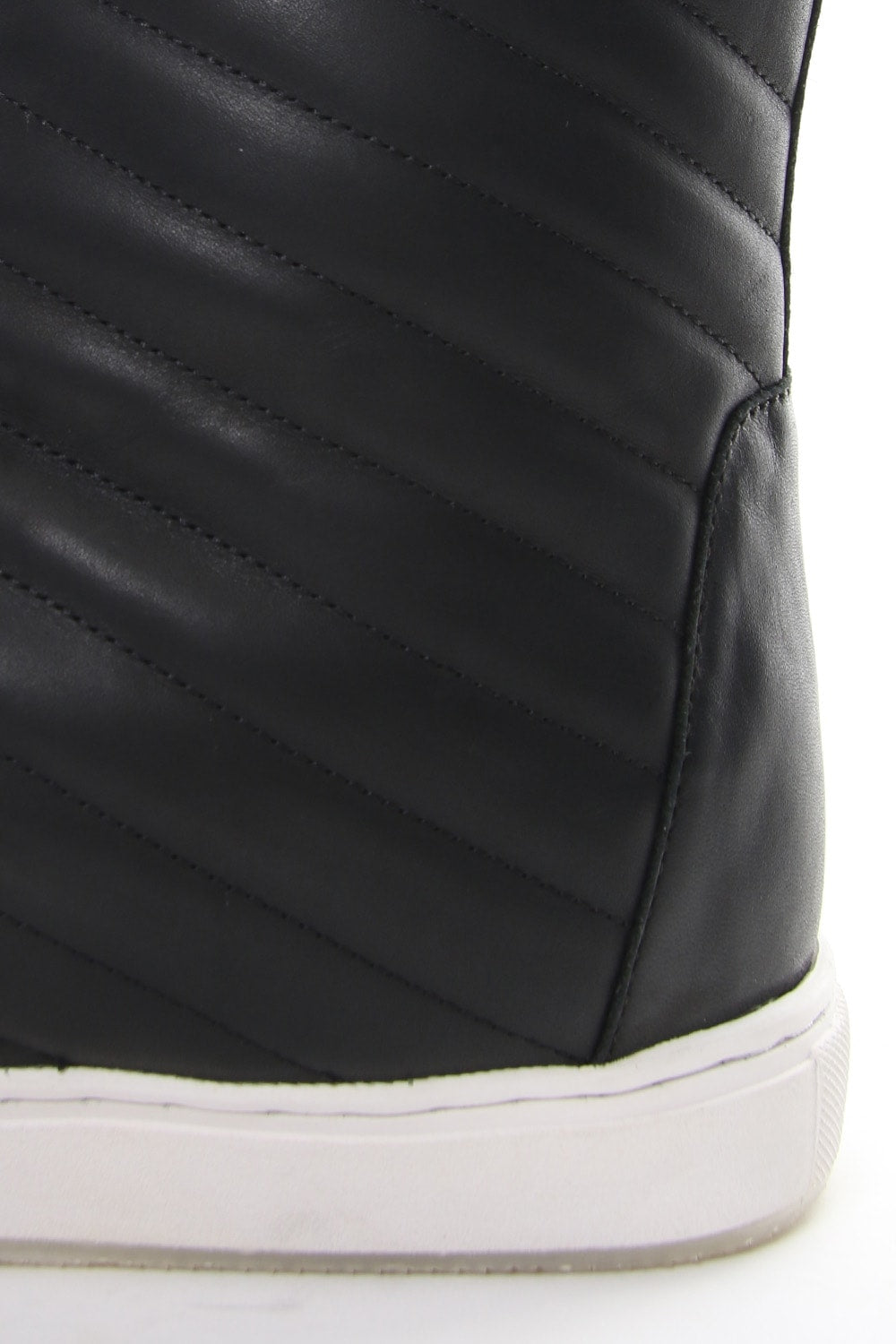 Smooth Leather Kilt Stitch Tornado Zip High Cut Sneakers RB-032 BLACK×WHITE