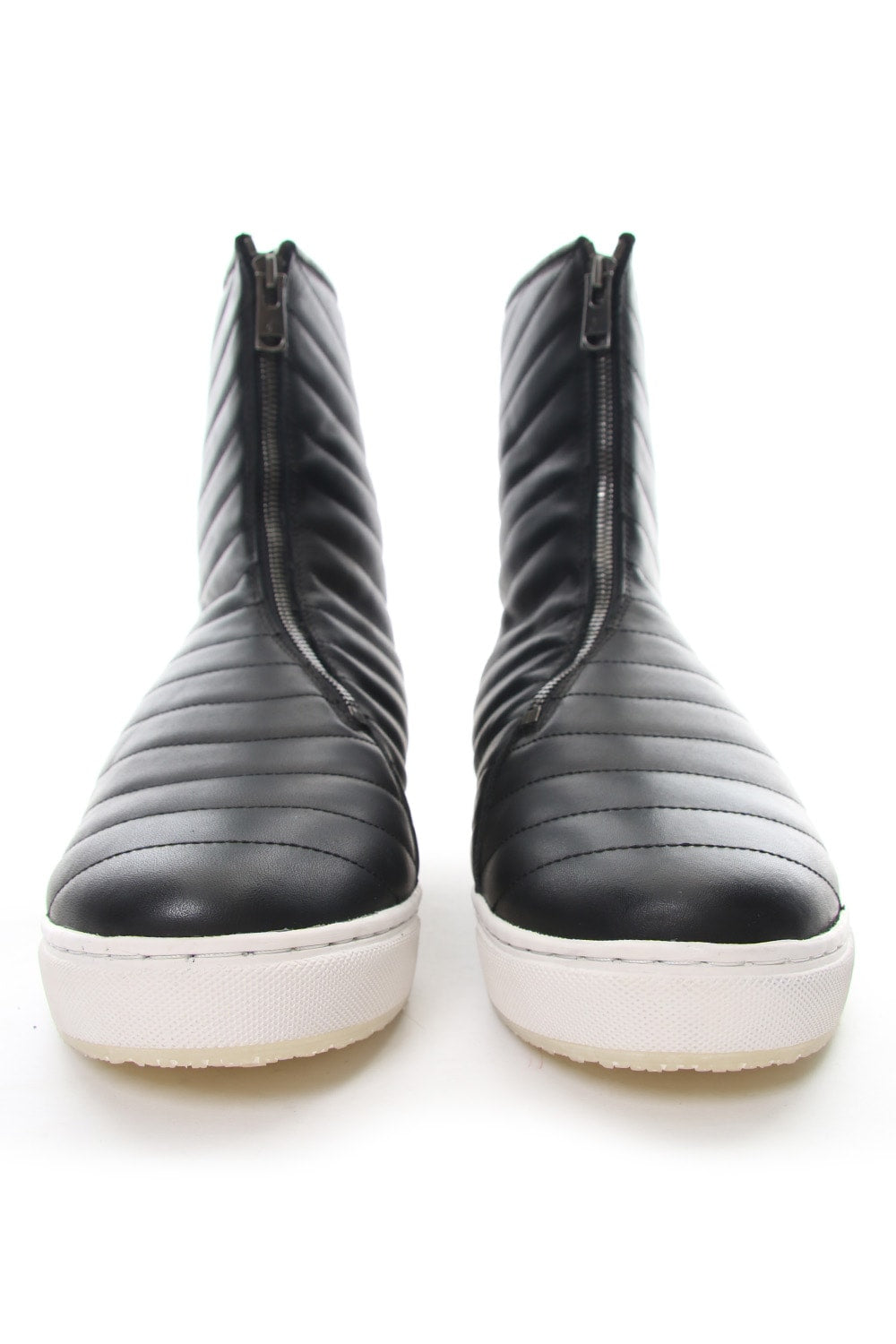 Smooth Leather Kilt Stitch Tornado Zip High Cut Sneakers RB-032 BLACK×WHITE