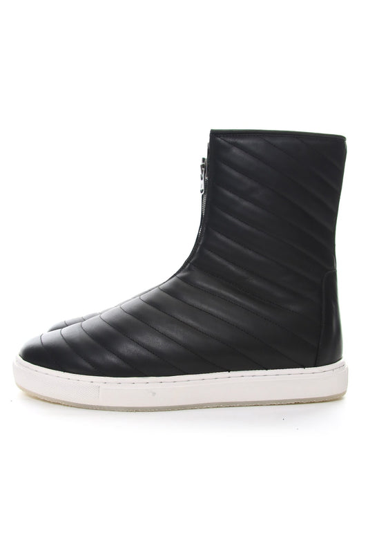 Smooth Leather Kilt Stitch Tornado Zip High Cut Sneakers RB-032 BLACK×WHITE