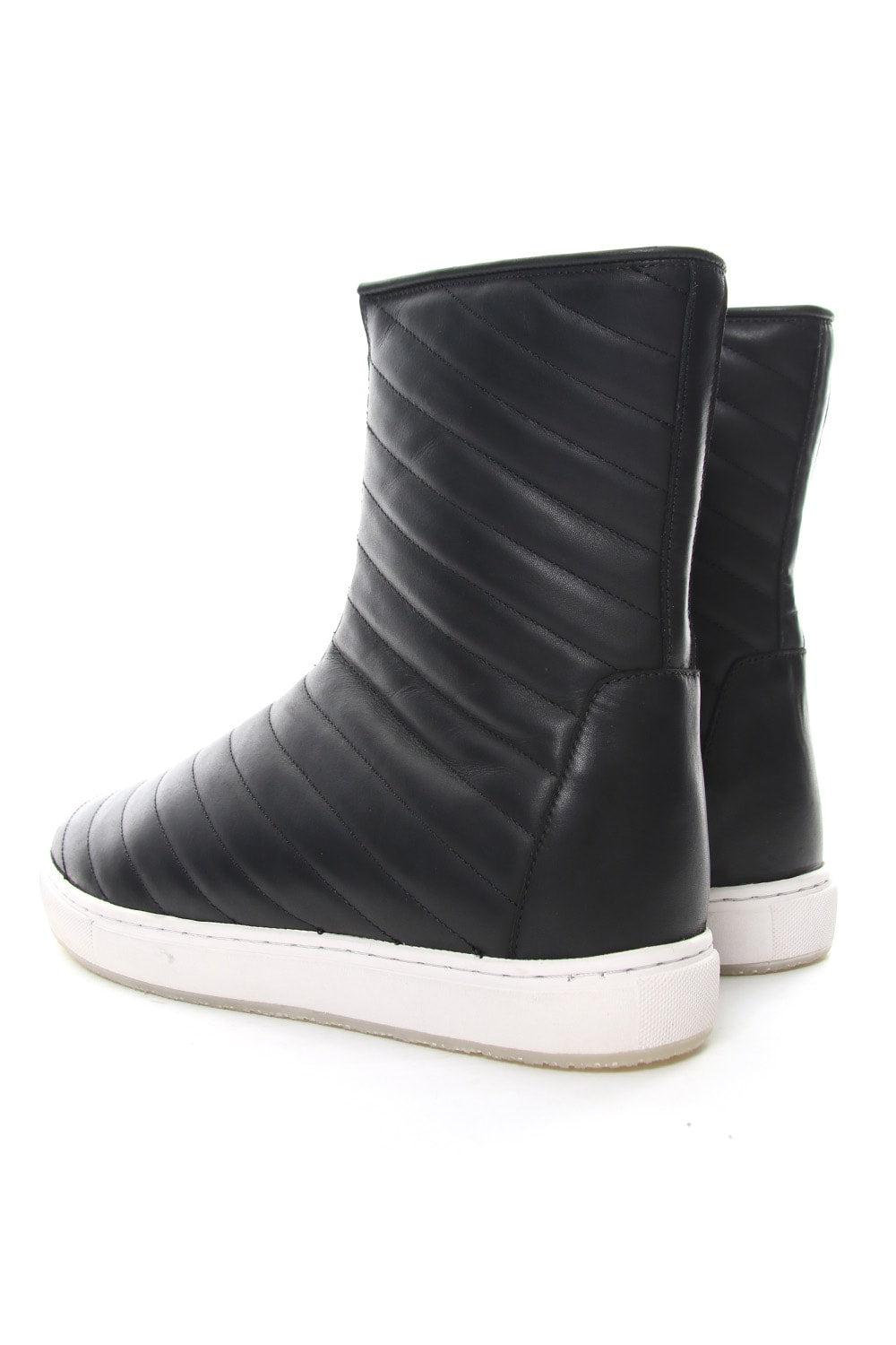 Smooth Leather Kilt Stitch Tornado Zip High Cut Sneakers RB-032 BLACK×WHITE