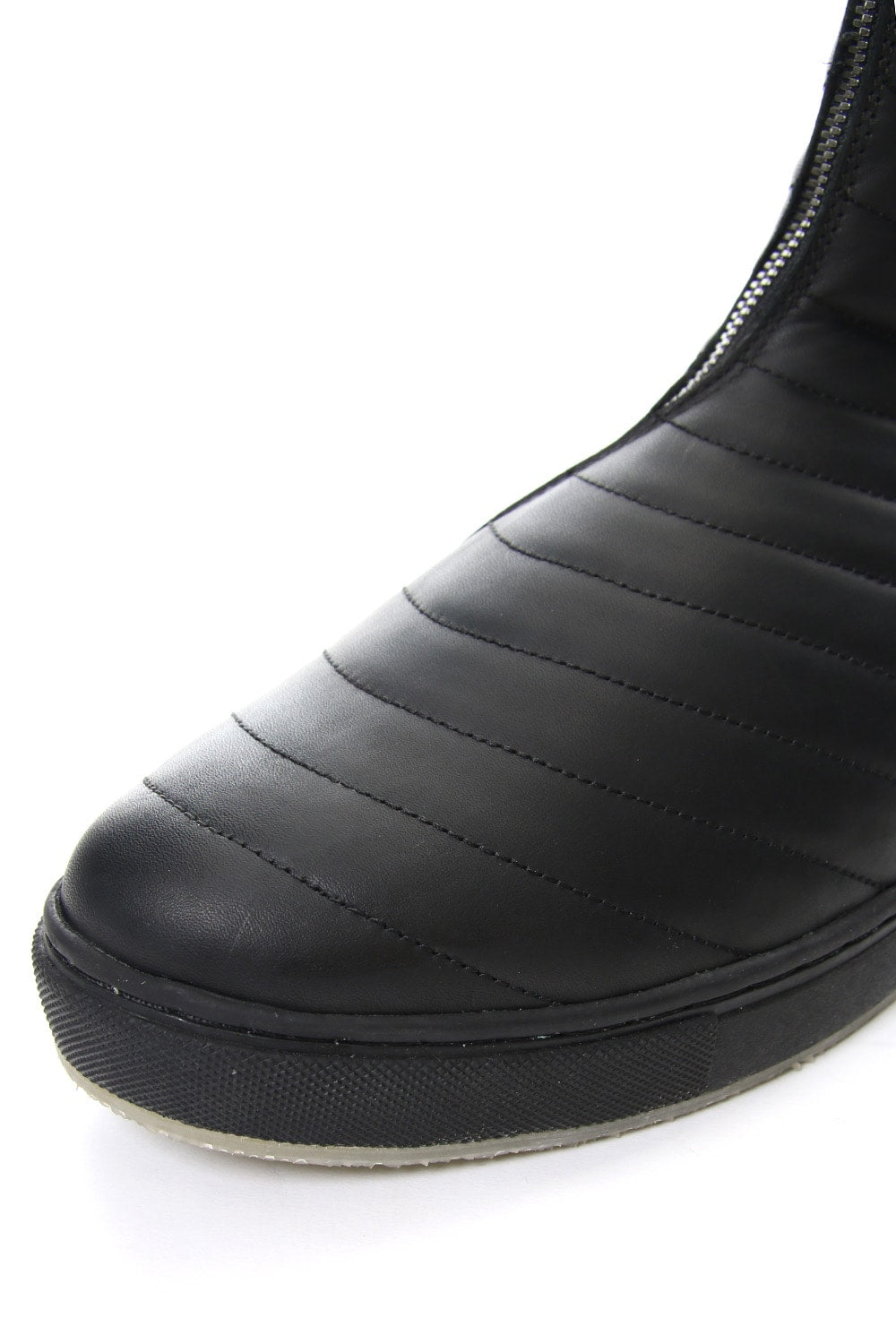 Smooth Leather Kilt Stitch Tornado Zip High Cut Sneakers RB-032 BLACK×BLACK