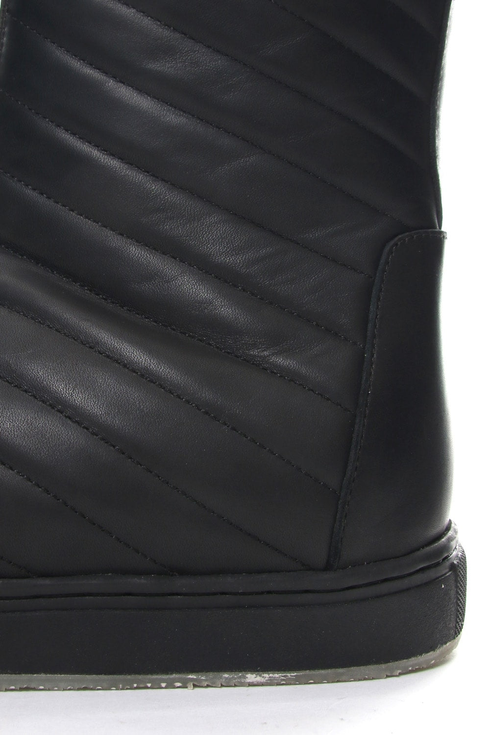 Smooth Leather Kilt Stitch Tornado Zip High Cut Sneakers RB-032 BLACK×BLACK