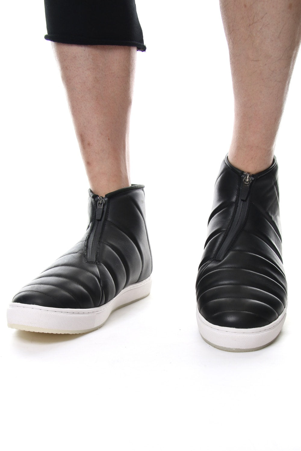 Smooth Leather Kilt Stitch Slip On High RB-033 BLACK×WHITE