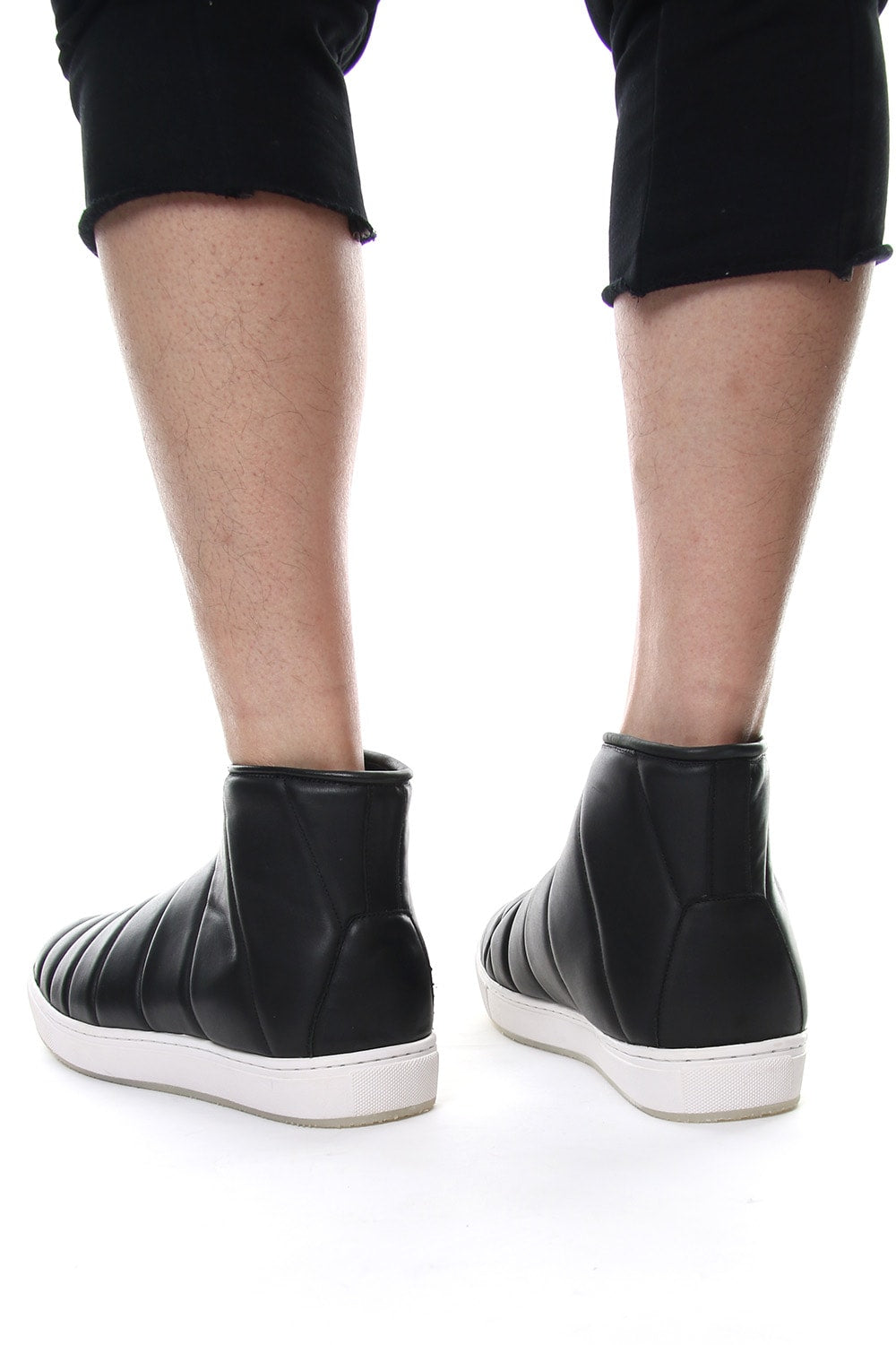 Smooth Leather Kilt Stitch Slip On High RB-033 BLACK×WHITE