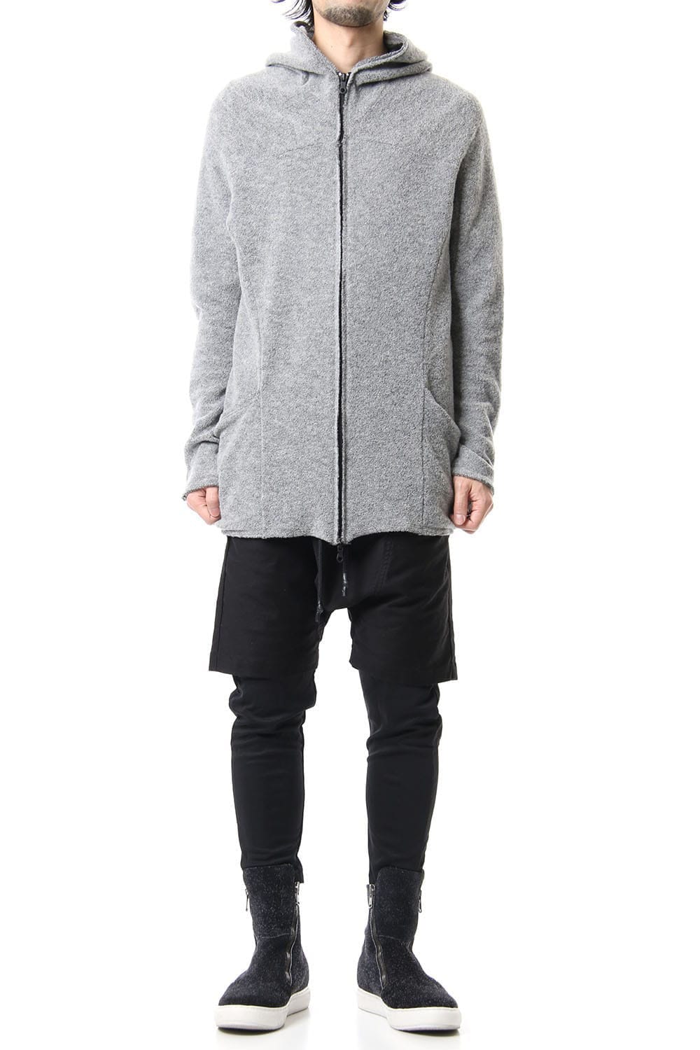 CROSS NECK HOODIE Snow Gray