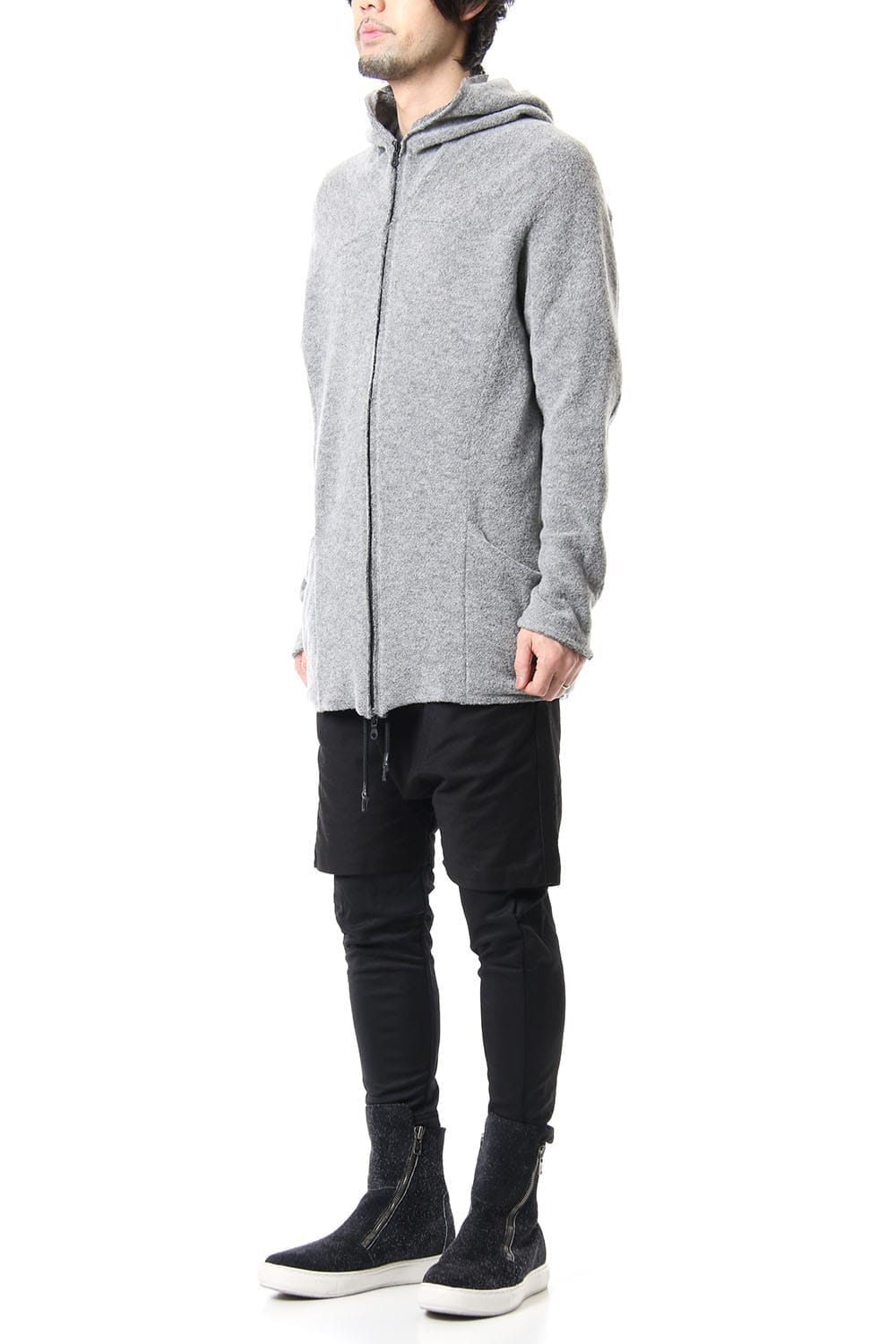 CROSS NECK HOODIE Snow Gray