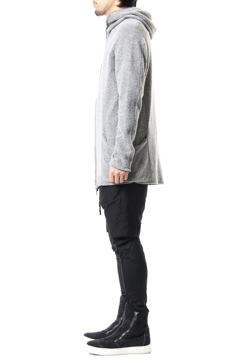 CROSS NECK HOODIE Snow Gray