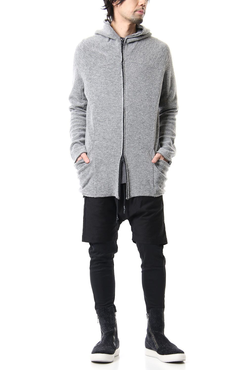 CROSS NECK HOODIE Snow Gray