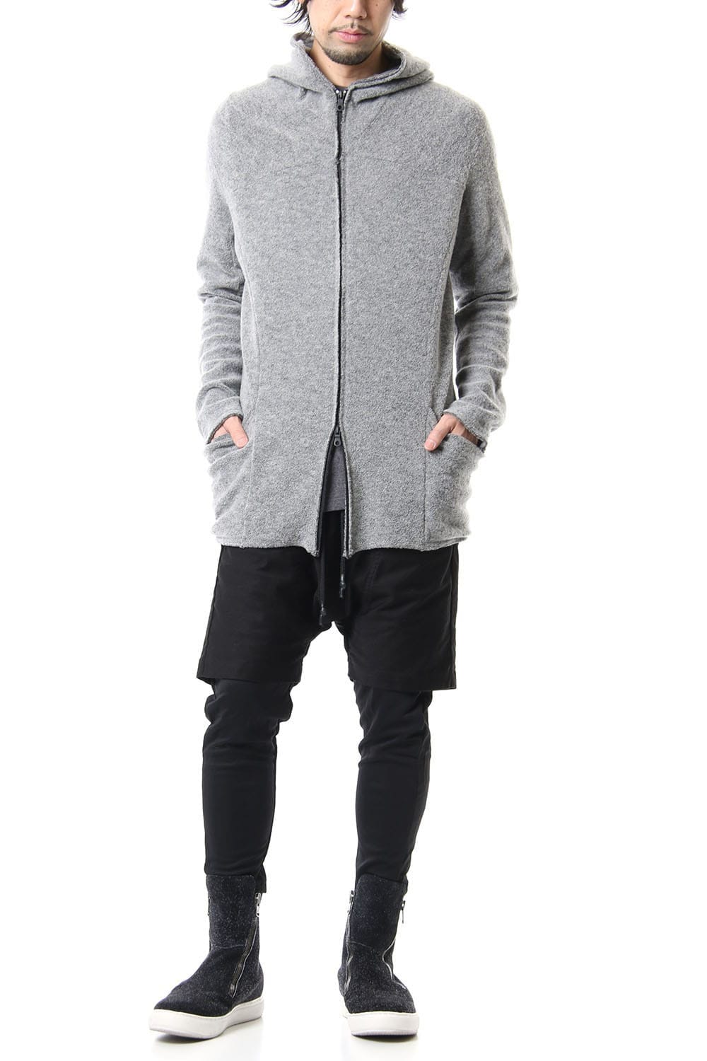 CROSS NECK HOODIE Snow Gray