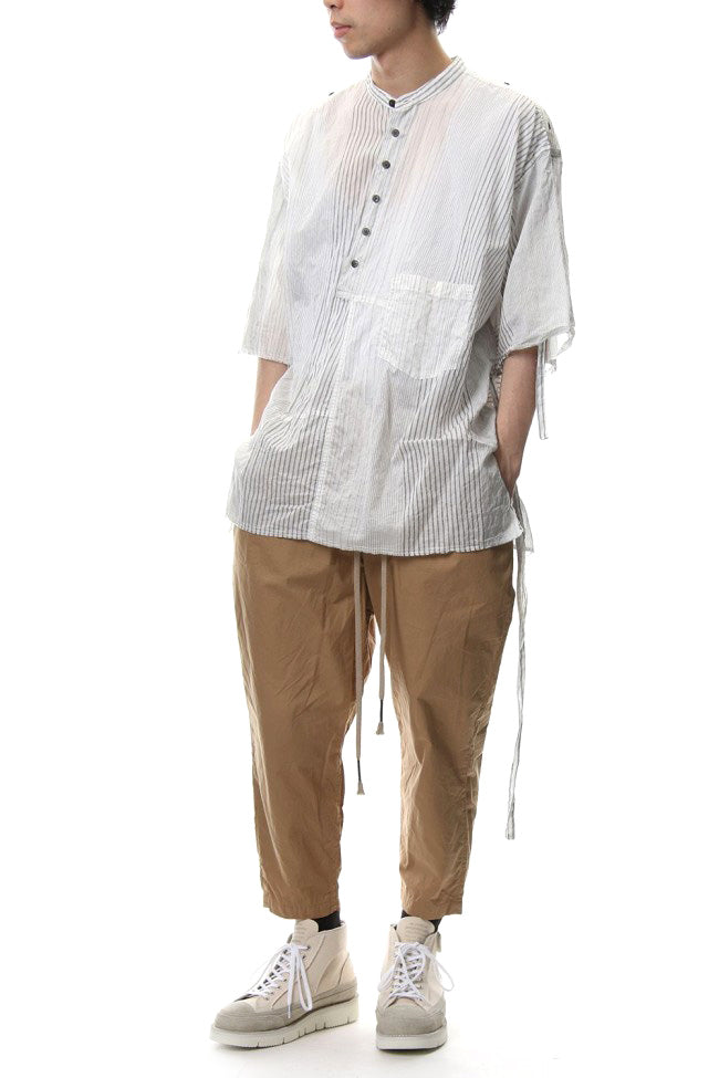 Striped product dyeing short-sleeved shirt White