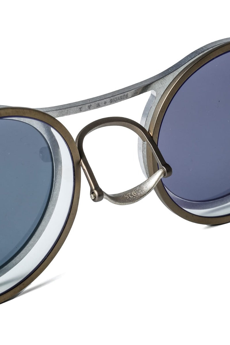 RIGARDS collaboration sunglasses - RG2001TVA Antique Gold + Silver / Clear + D.Gray Lens / Matte