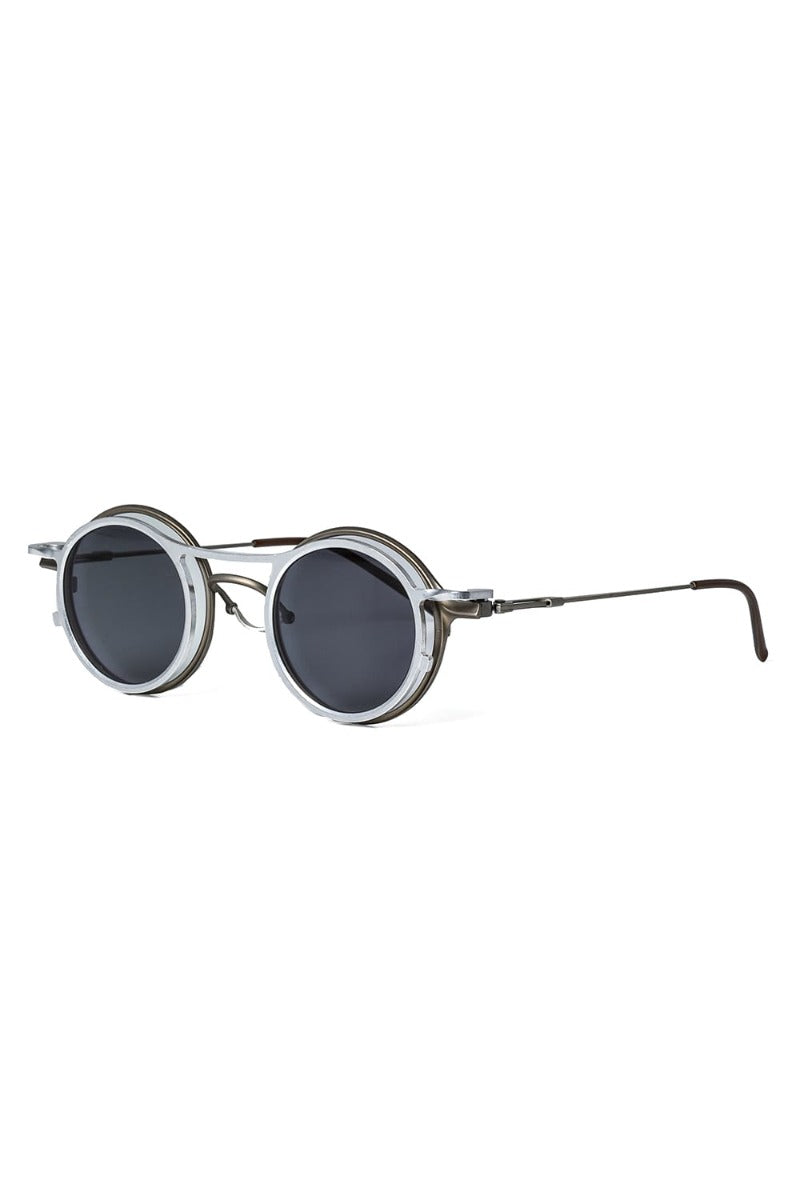 RIGARDS collaboration sunglasses - RG2001TVA Antique Gold + Silver / Clear + D.Gray Lens / Matte