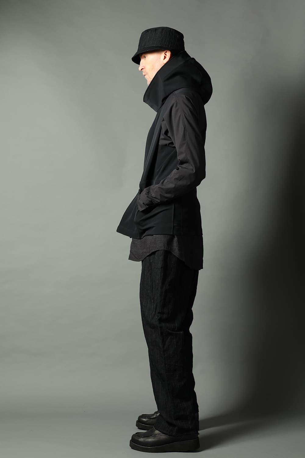 Hooded jacket merino wool jersey bonding