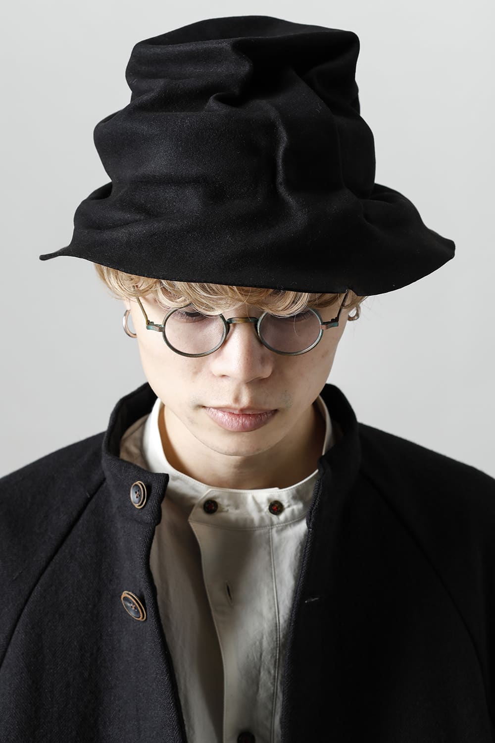 EB RABBIT FUR FELT LONG HAT BLACK EB