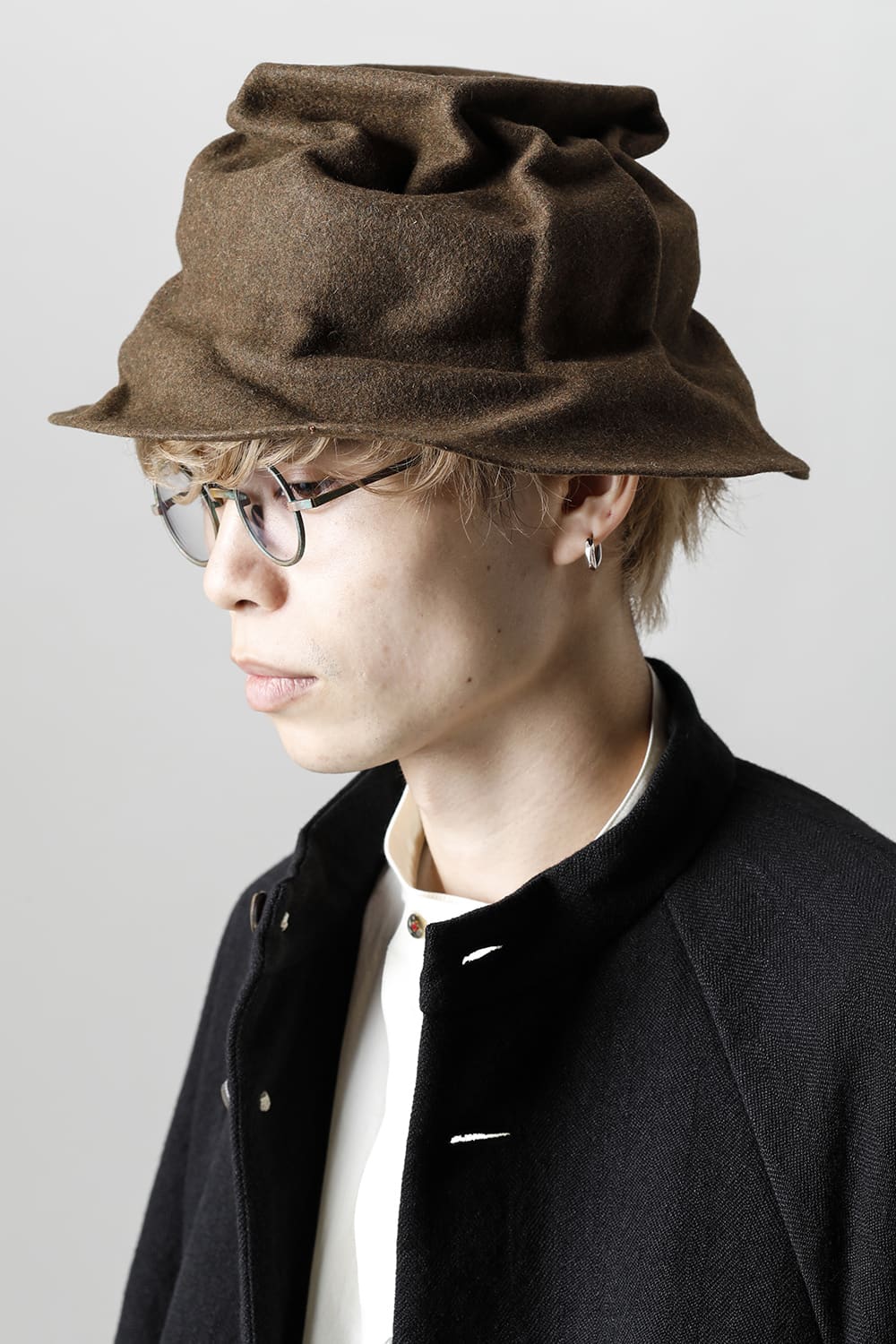 メランジ イージリーバーン ラビット ファー フェルト ロング ハット ブラウンMEL EB