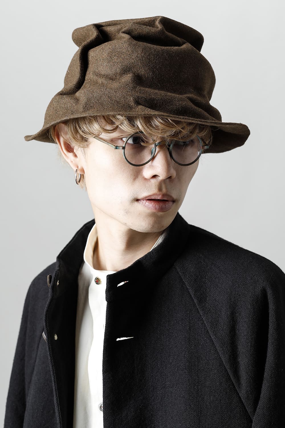 メランジ イージリーバーン ラビット ファー フェルト ロング ハット ブラウンMEL EB