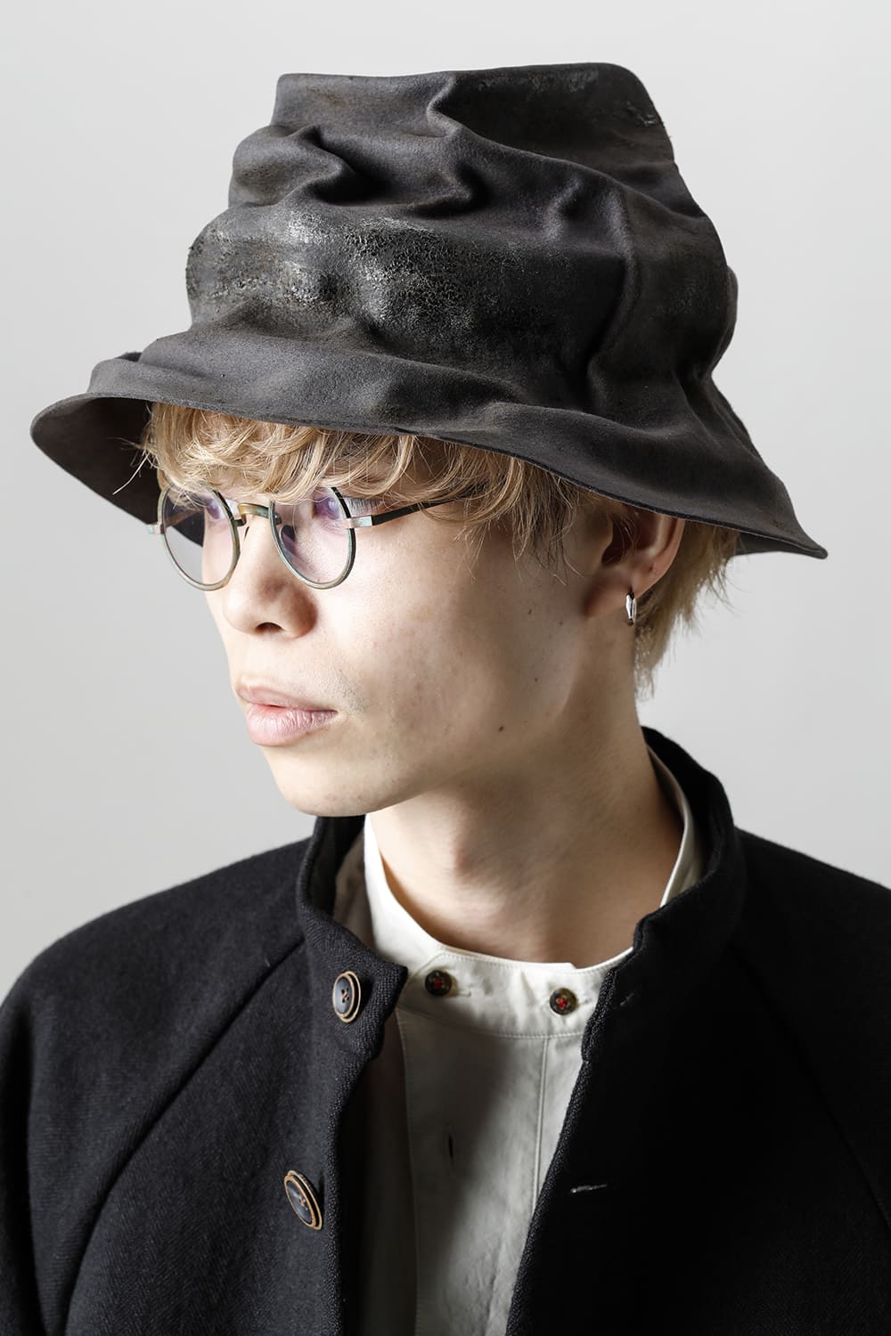 HB RABBIT FUR FELT LONG HAT GRAY HB