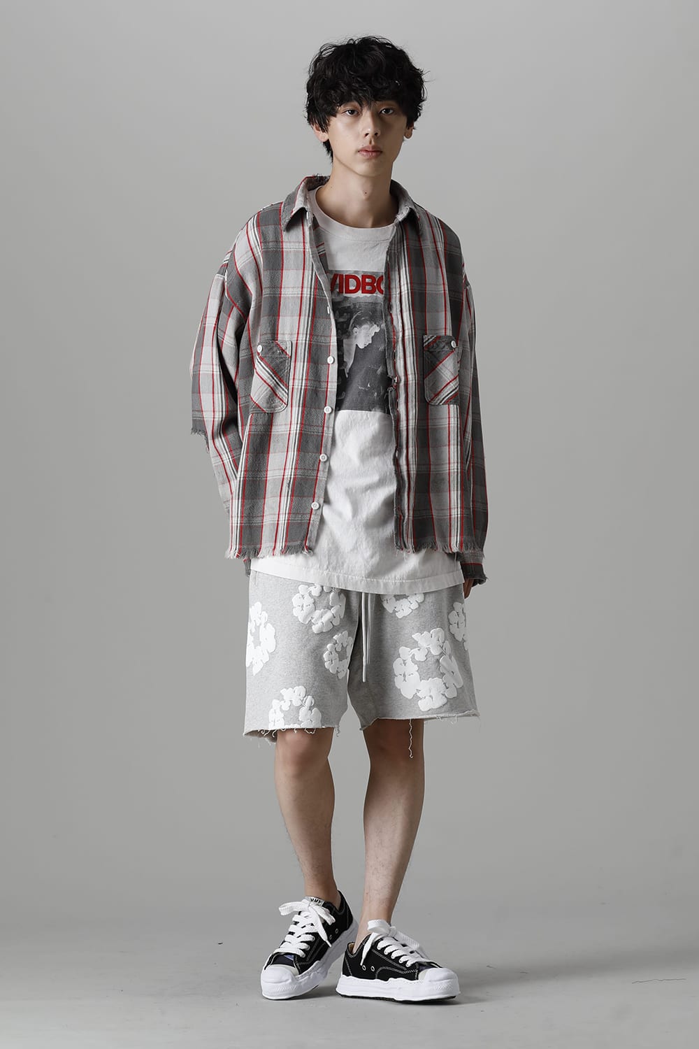 READYMADE × DENIM TEARS COTTON WREATH Sweat shorts Gray - RE-DT-GY-00-00-17