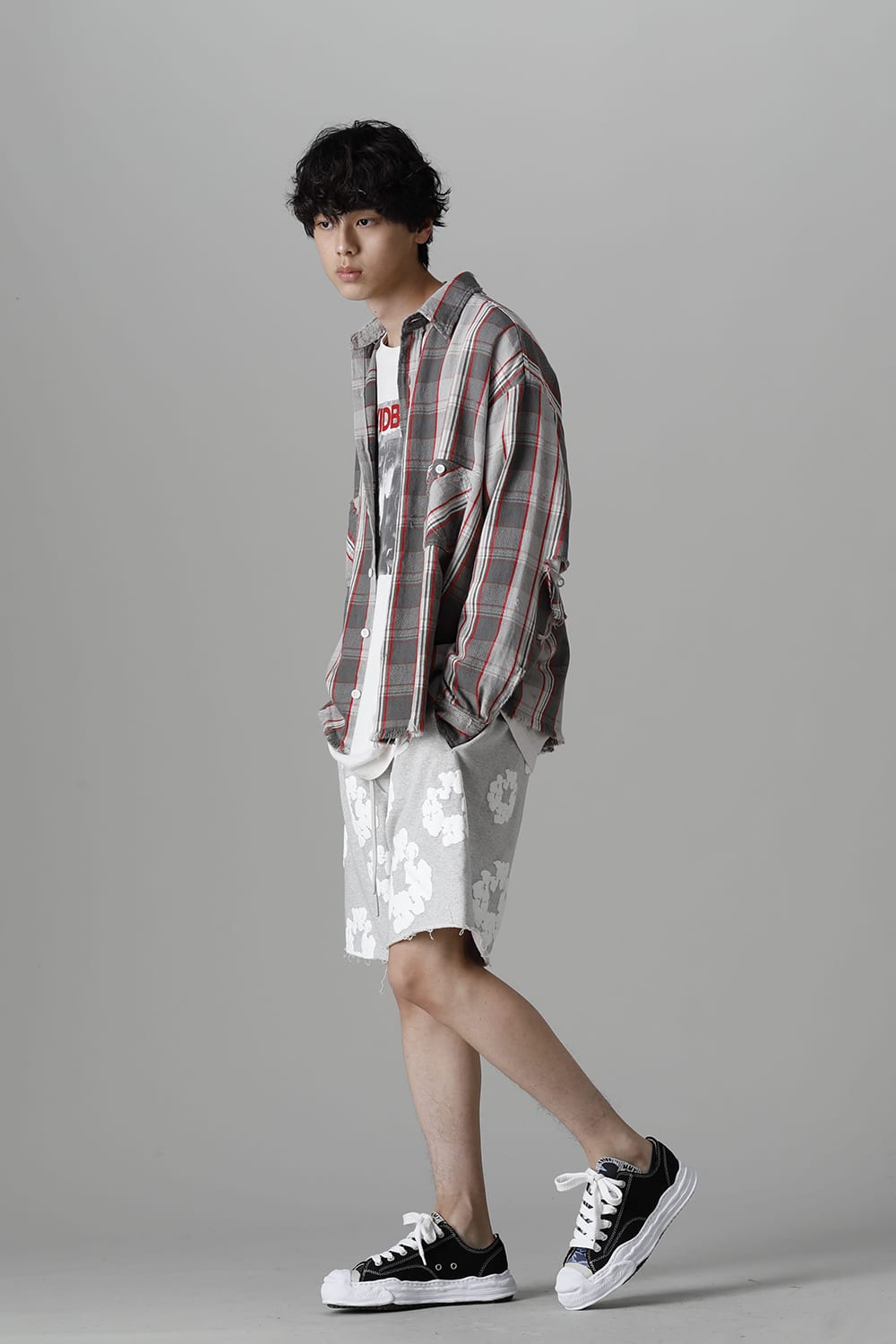 READYMADE × DENIM TEARS COTTON WREATH Sweat shorts Gray - RE-DT-GY-00-00-17