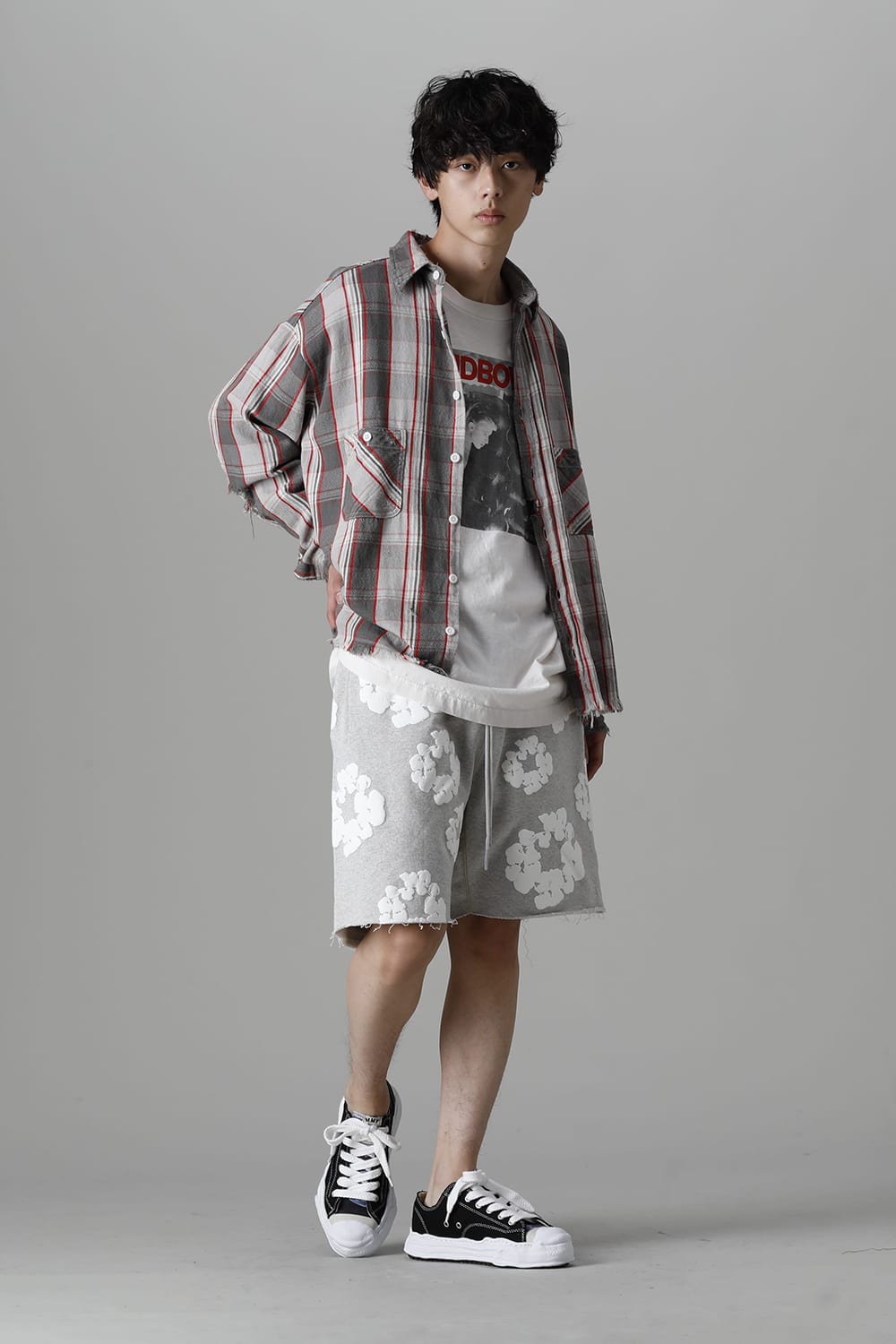 READYMADE × DENIM TEARS COTTON WREATH Sweat shorts Gray - RE-DT-GY-00-00-17