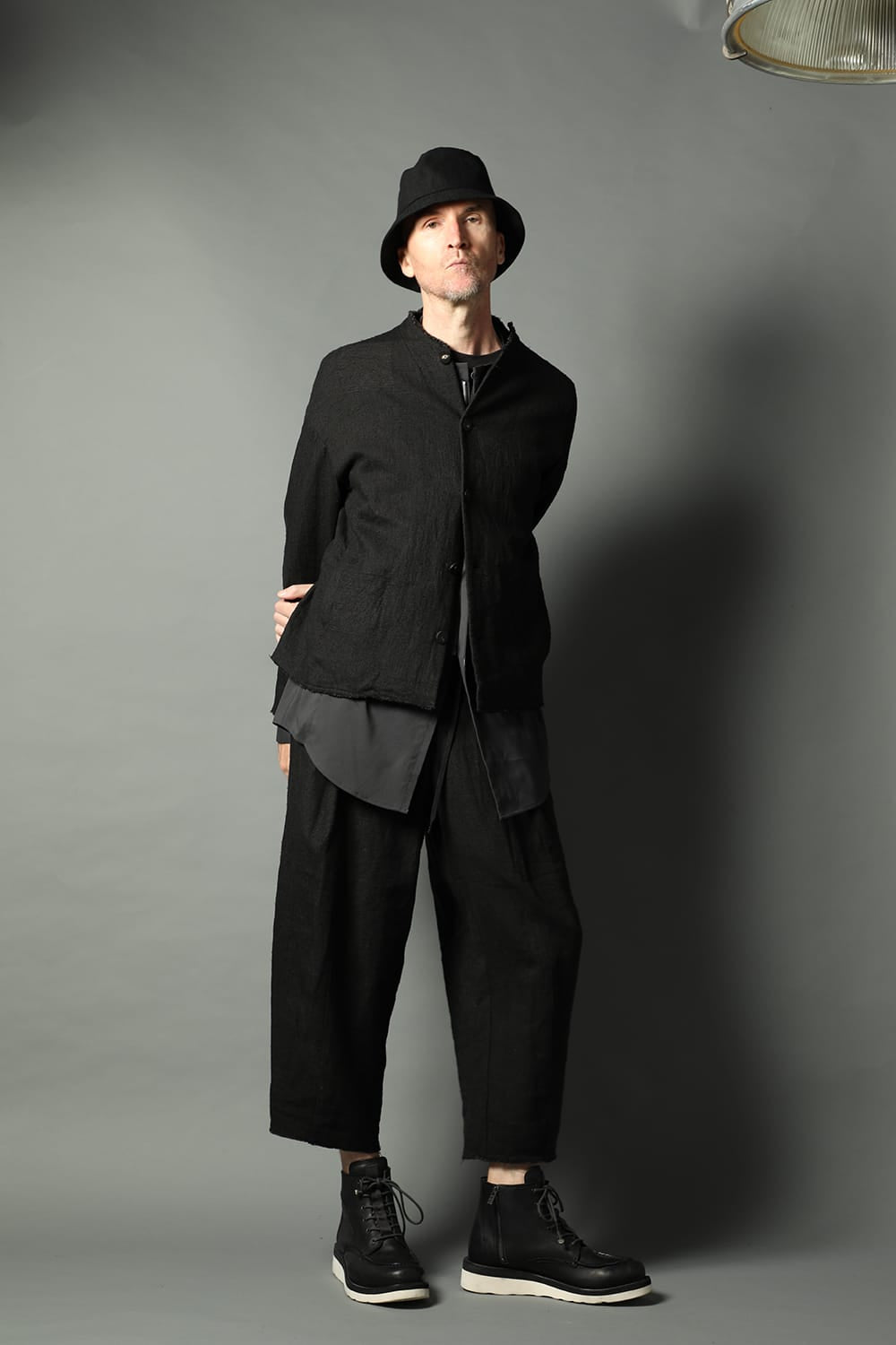 Jacket silk linen crazy check  Black
