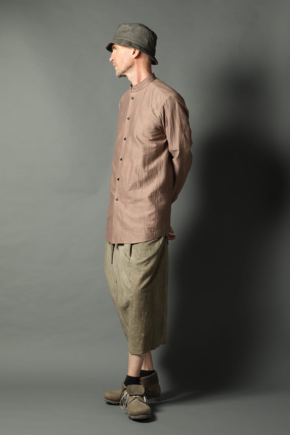 Baggy cropped pants cotton / linen cold dyed