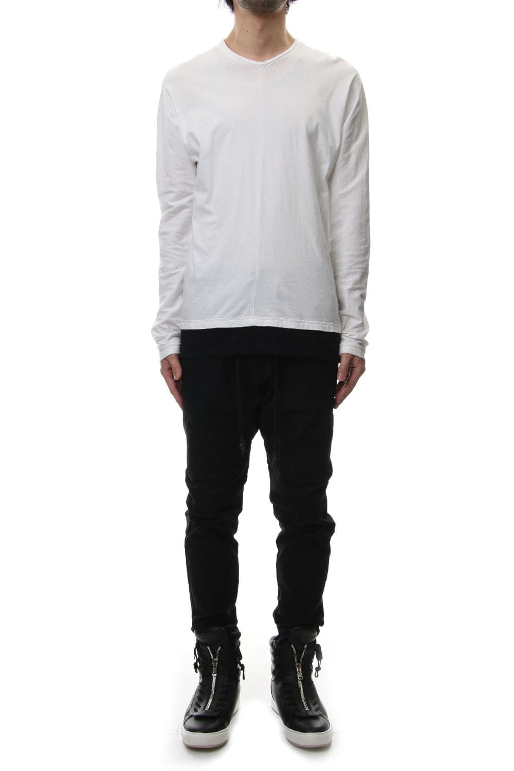 LAYERED DOLMAN L/S T-SHIRT White×Black