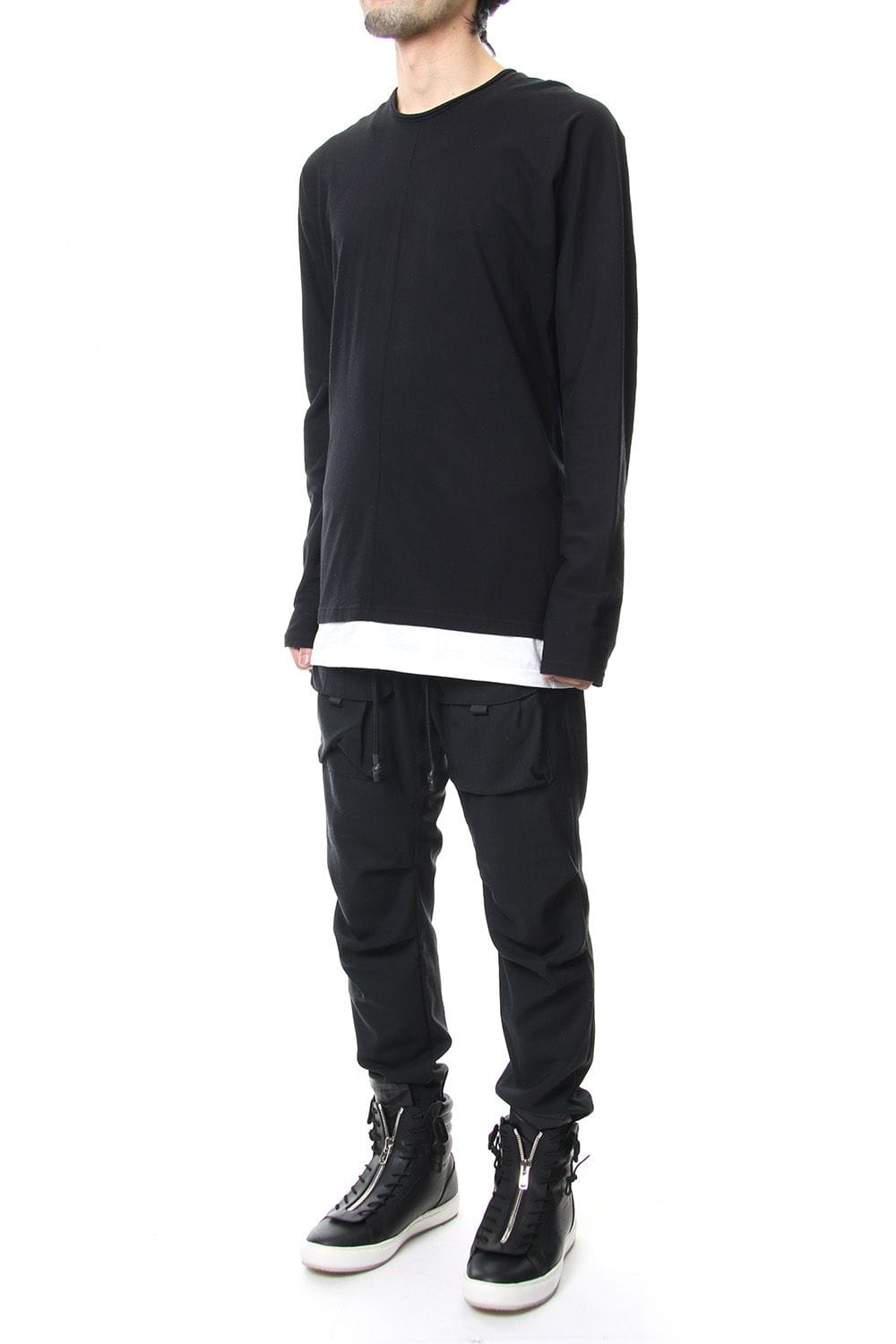 LAYERED DOLMAN L/S T-SHIRT Black×White