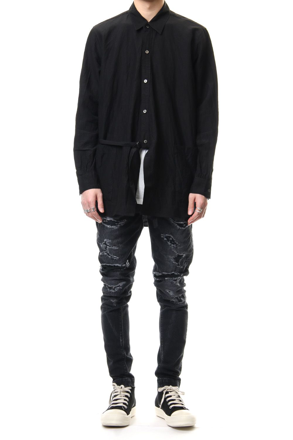 CRASH DENIM PANTS Black