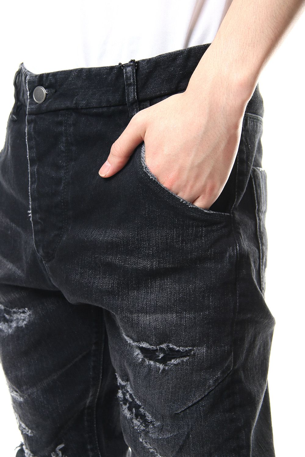 CRASH DENIM PANTS Black