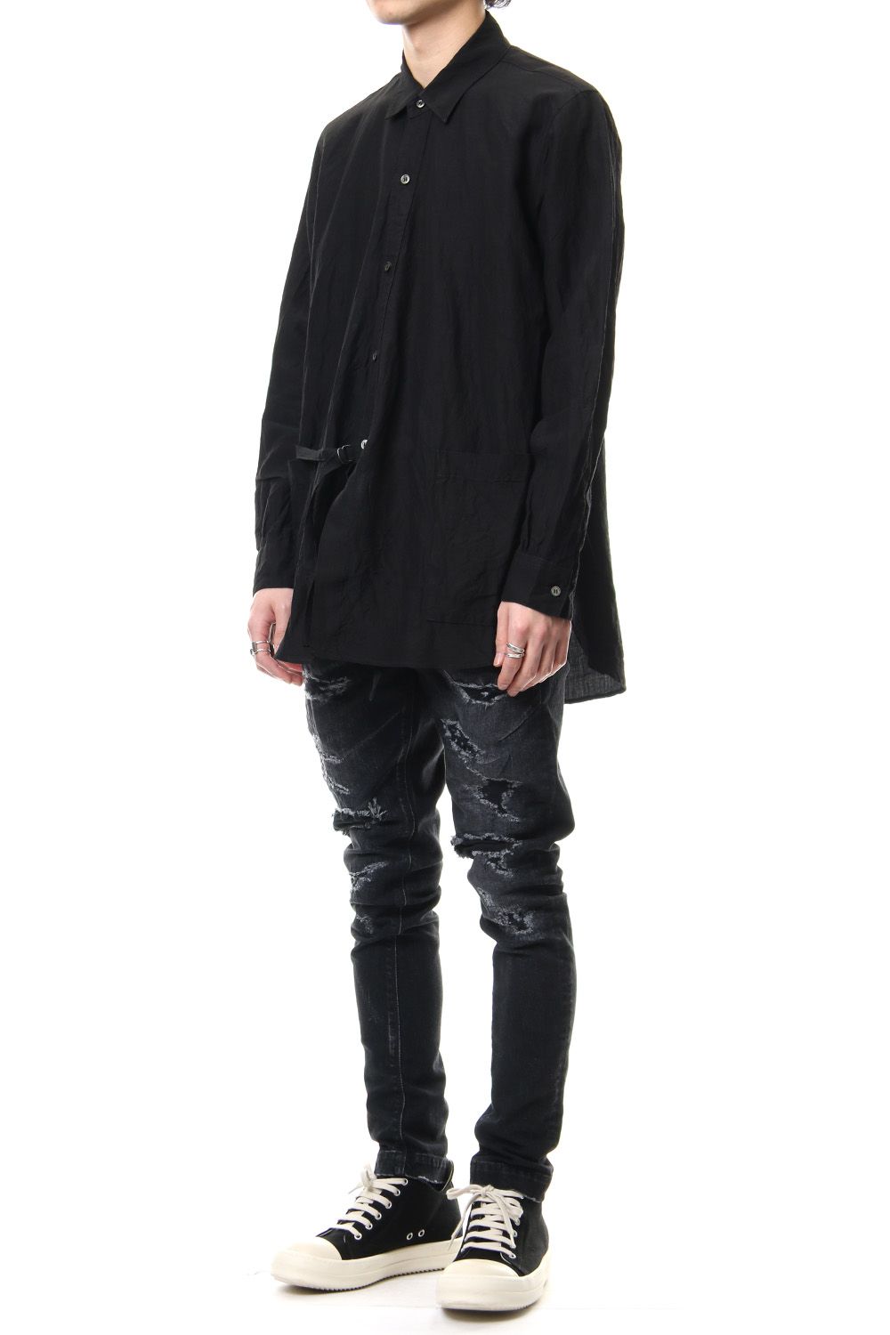 CRASH DENIM PANTS Black