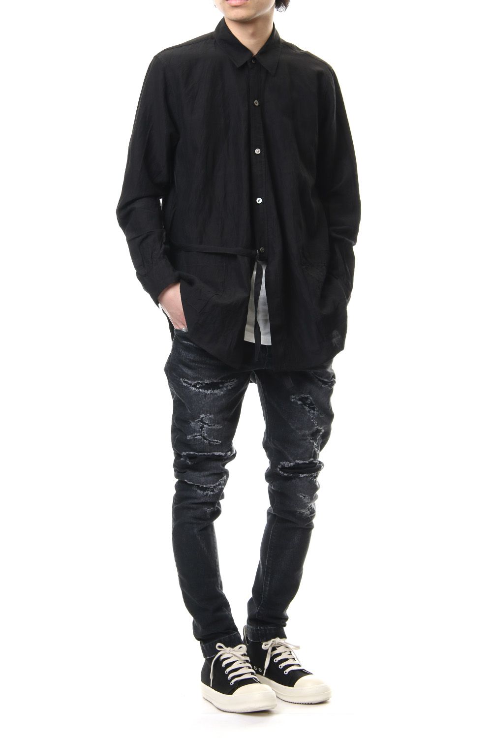 CRASH DENIM PANTS Black