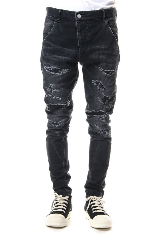 CRASH DENIM PANTS Black