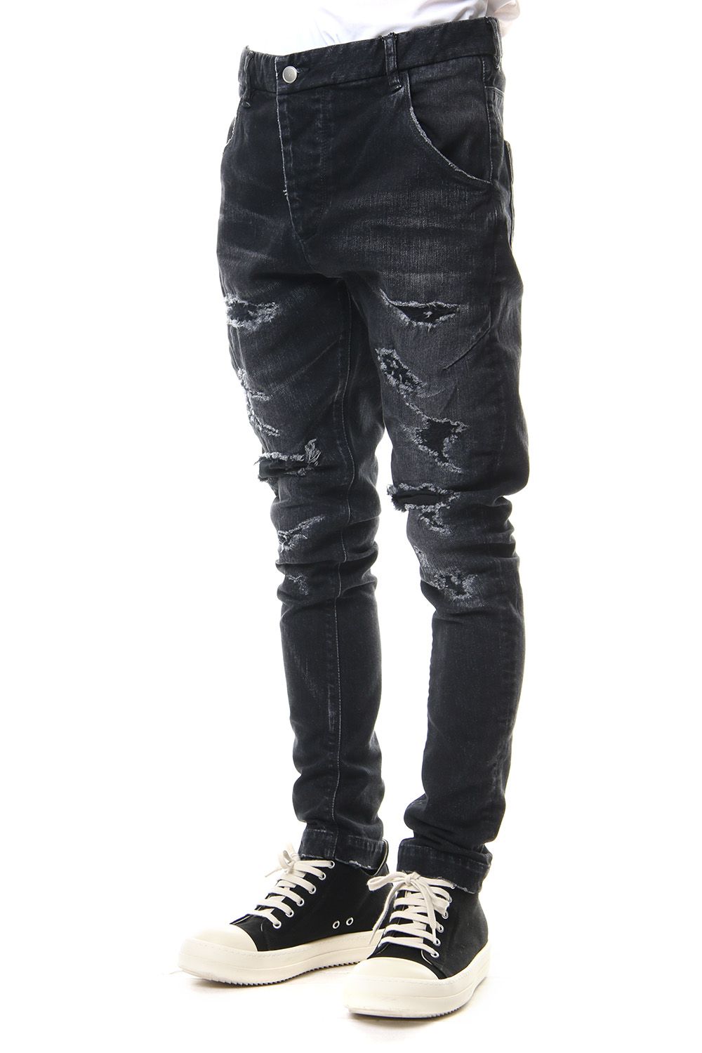 CRASH DENIM PANTS Black