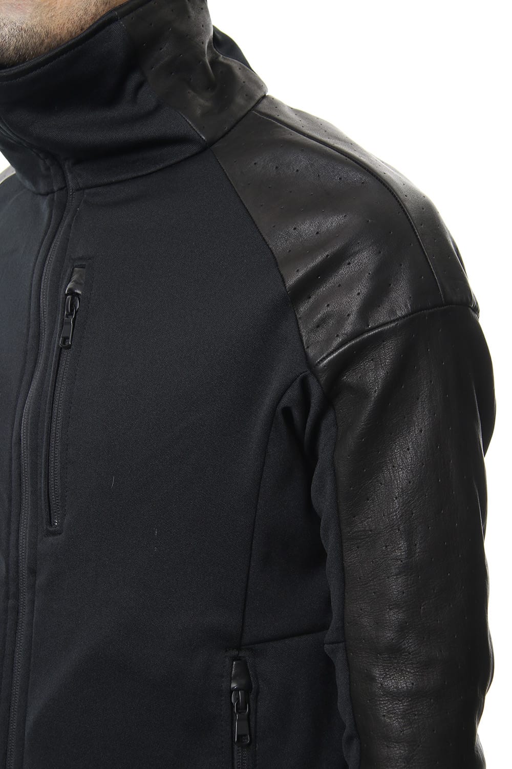 LEATHER JERSEY JACKET