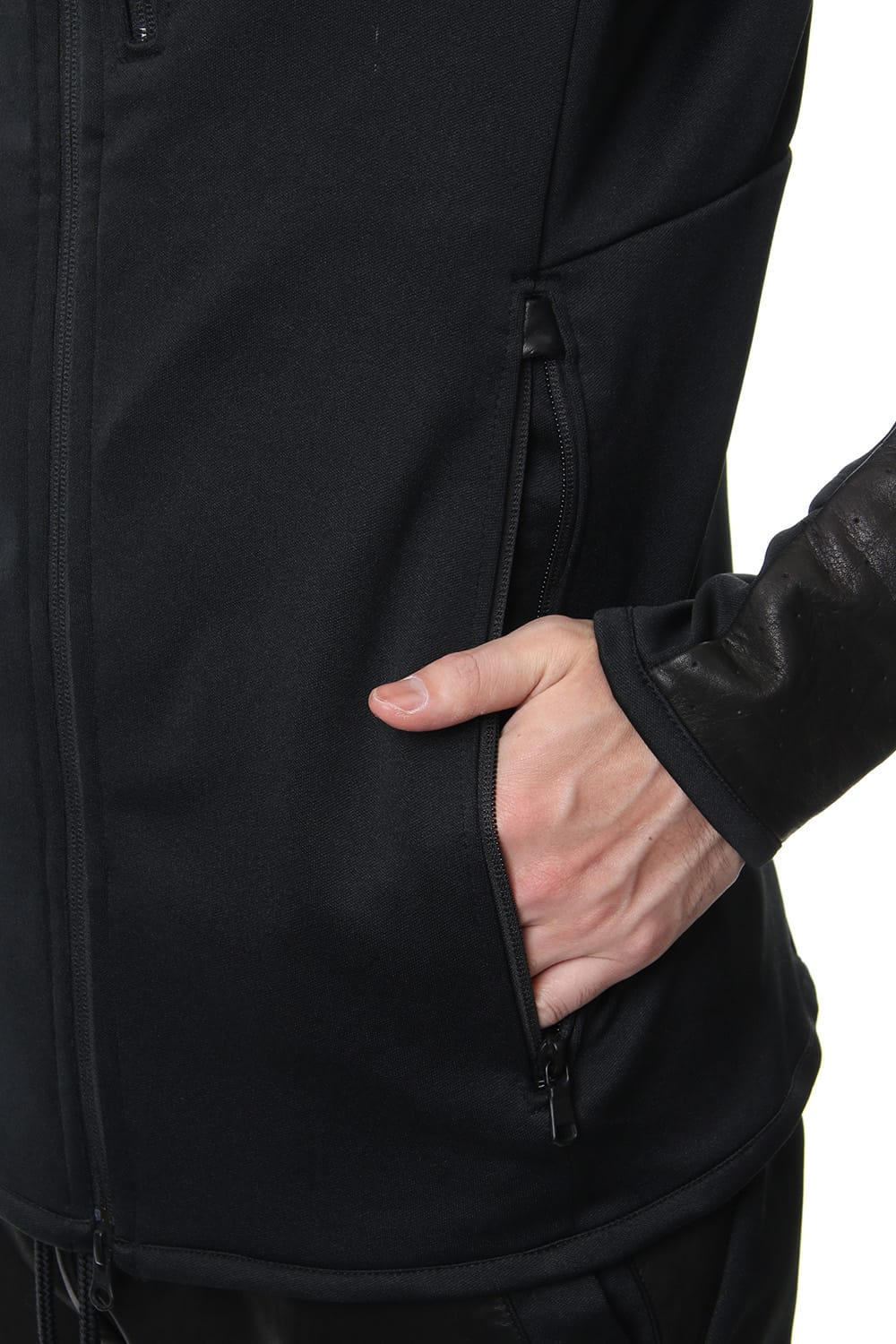 LEATHER JERSEY JACKET