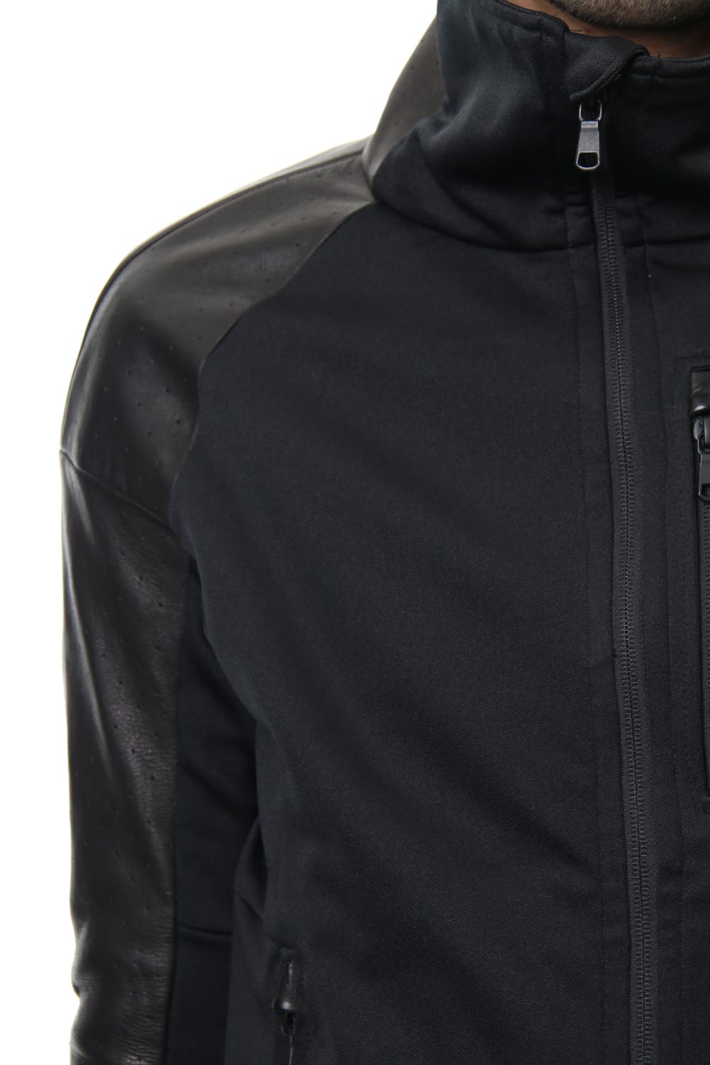 LEATHER JERSEY JACKET