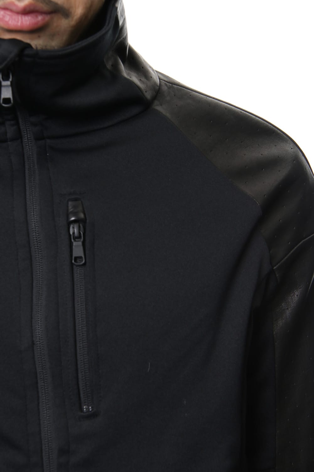 LEATHER JERSEY JACKET