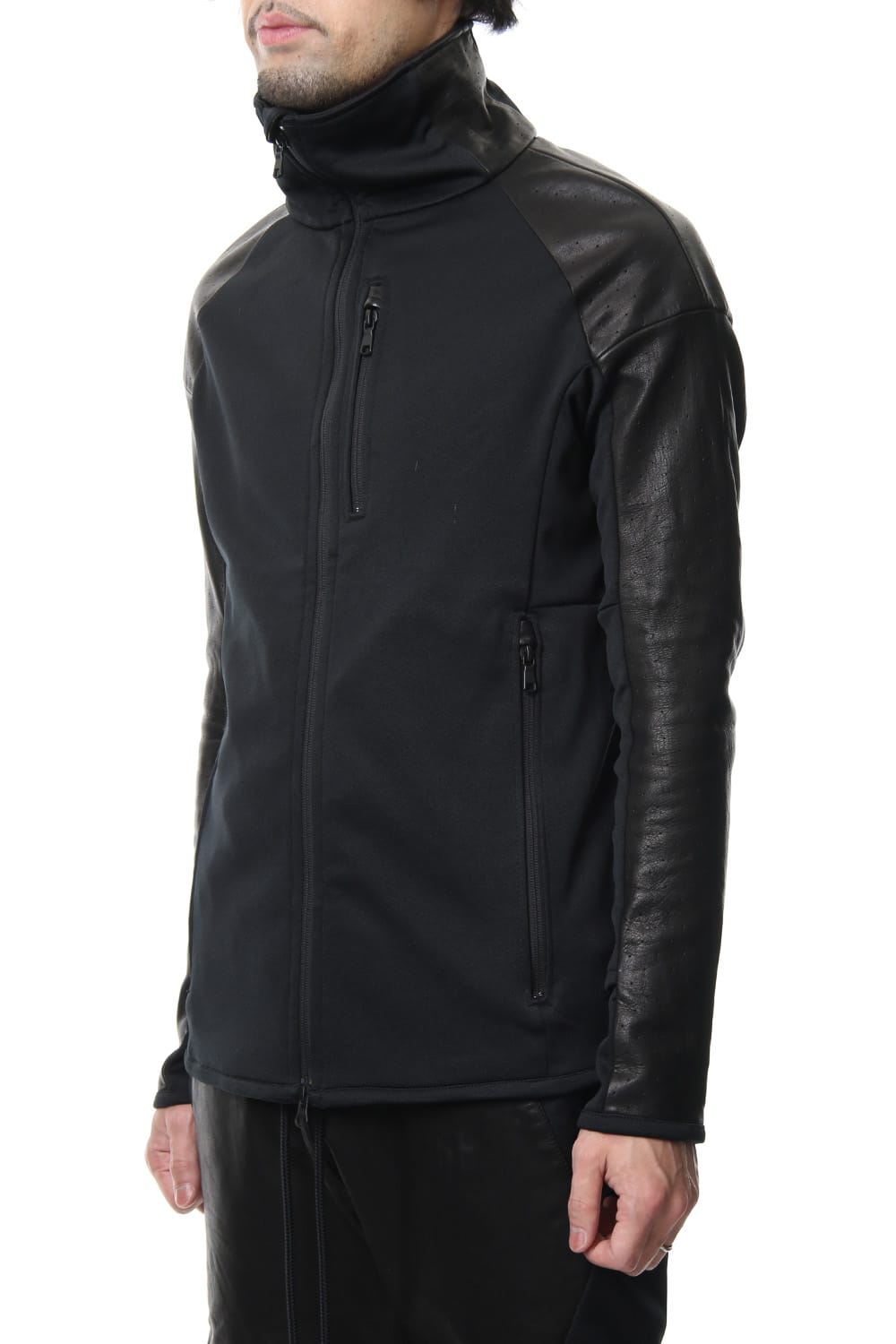 LEATHER JERSEY JACKET