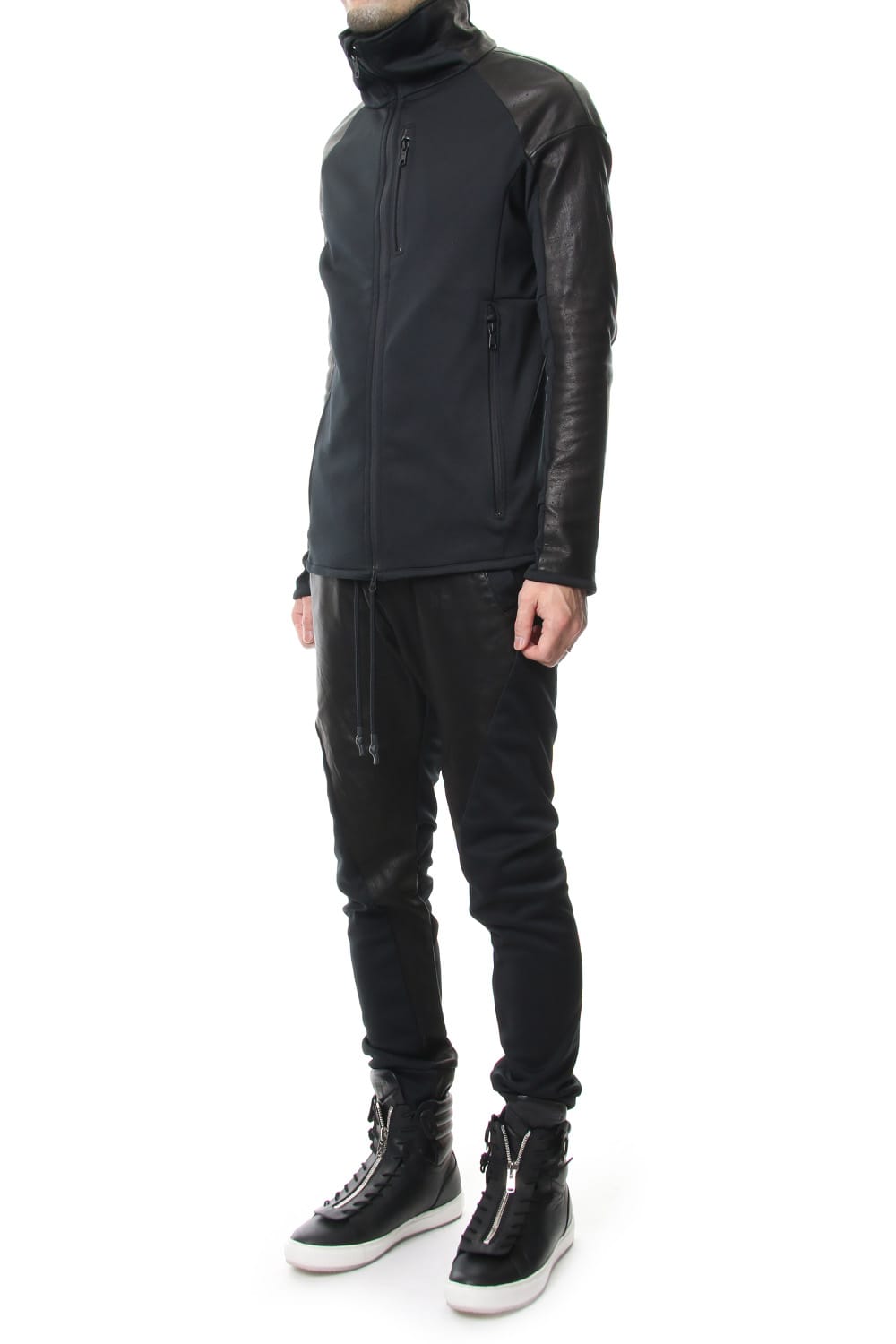 LEATHER JERSEY JACKET