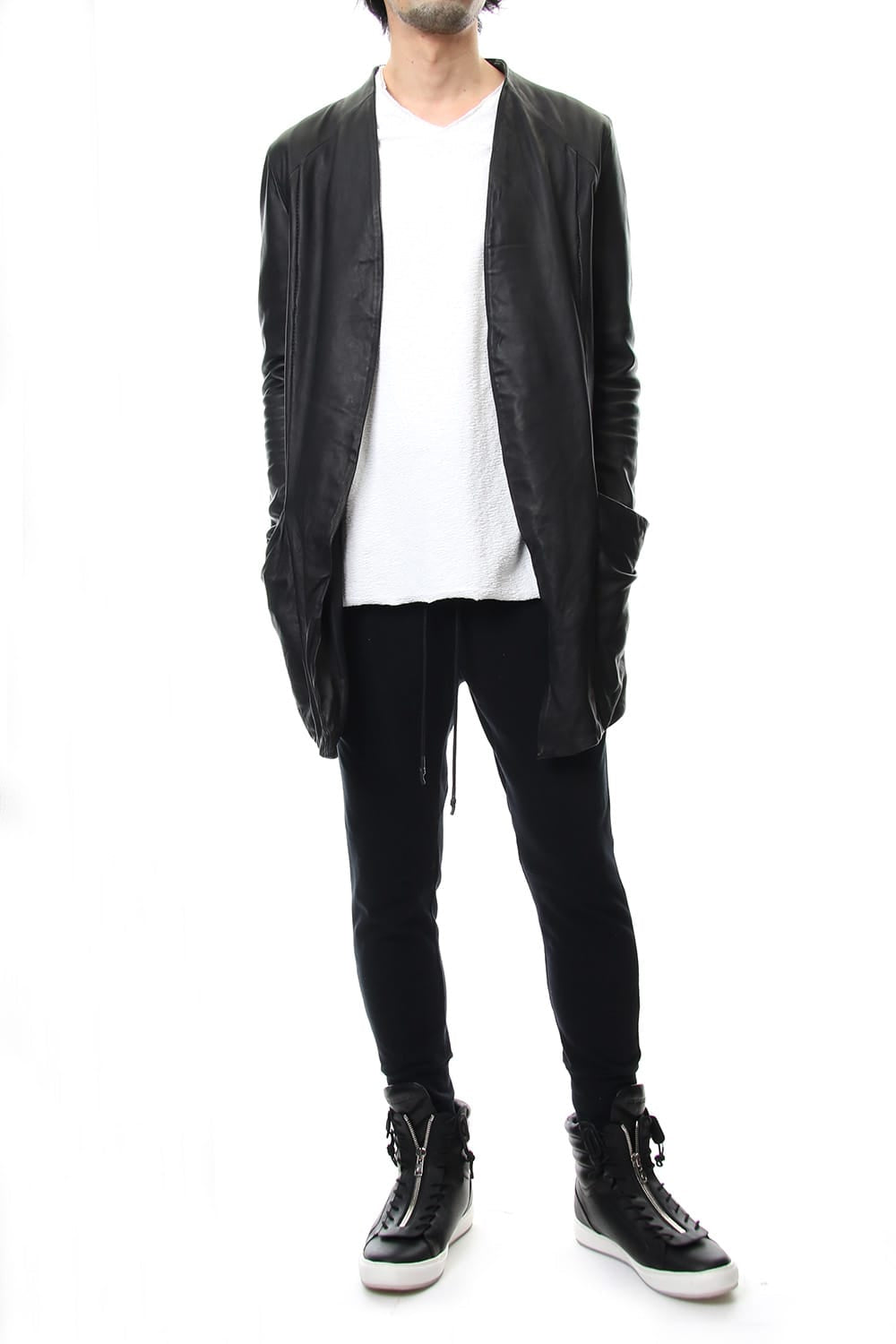 LEATHER JACKET CARDIGAN